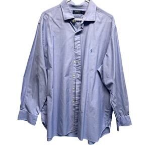 Mens Polo Ralph Lauren Blue Long‎ Sleeve Button Down Oxford Shirt Size 18-34/35